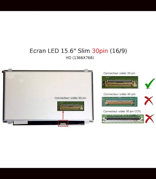 ECRAN 15.6 SLIM 30pin FHD OLD